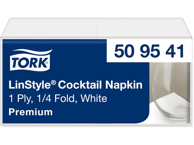 Tork Linstyle Cocktailservet Premium 1-Laags wit 23x23cm 14x100 stuks