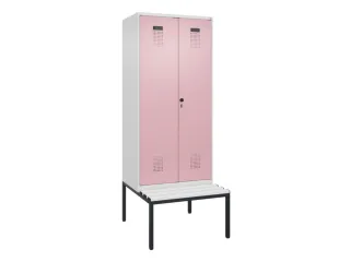 locker met bank,voor scheiding van kleding,HxBxD 2120x800x815mm,2vak - 2