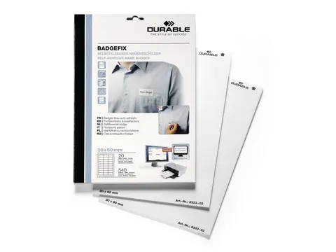 Badge Durable 8333 Badgefix Zelfklevend 30x60mm