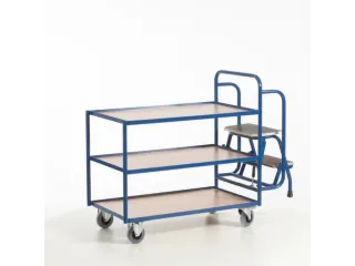 Orderverzamelwagen 990x590mm Totale H 1135mm 3 Etages Hout Ral5010 - 7