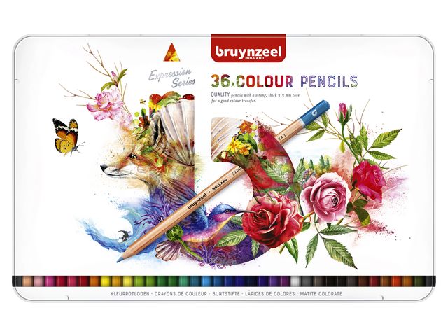 Kleurpotloden Bruynzeel Expression colour blik à 36 stuks assorti | ArtSupplyShop.nl
