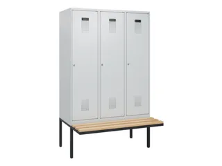 locker met bank,HxBxD 1950x1200x815mm,3vak,vak B 400mm,cilinderslot - 2