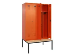 PBM-locker met bank,HxBxD 2120x1200x815mm,4vak,vak B 300mm
