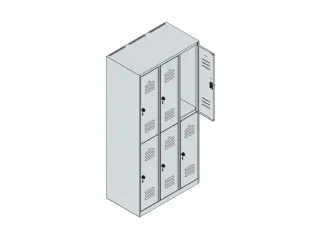 dubbeldekse locker,HxBxD 1850x900x500mm,3x2vak.,vak B 300mm,cil.-slot - 4