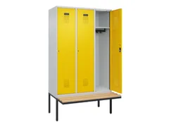 locker met bank,HxBxD 2120x1200x815mm,3vak,vak B 400mm,cilinderslot