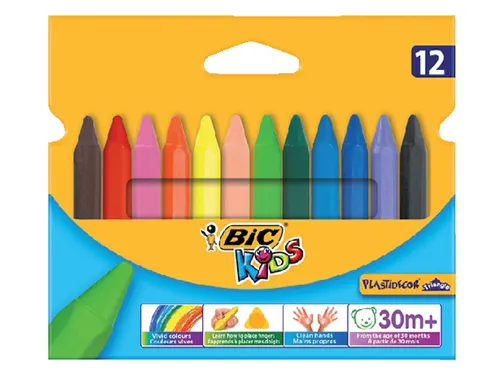 Kleurkrijt Bic 857 Plastidecor Triangel Assorti Etui à 12st