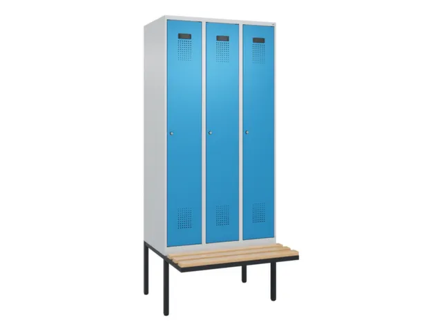 locker met bank,voor scheiding van kleding,HxBxD 2120x900x815mm,3vak