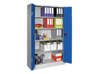 Vouwdeurkast 1950x1200x400mm 4legborden Verzinkt Ral7035 Front Ral5010 - 1