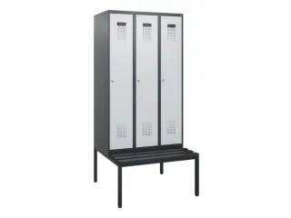 locker met bank,HxBxD 1950x900x815mm,3vak,vak B 300mm,cilinderslot - 2