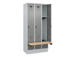 locker met bank,HxBxD 1950x900x815mm,3vak,vak B 300mm,draaigrendel