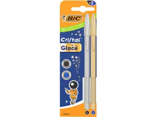 BIC Cristal Glacé Balpen Medium Goud en Zilver Blister à 2 Stuks - 1