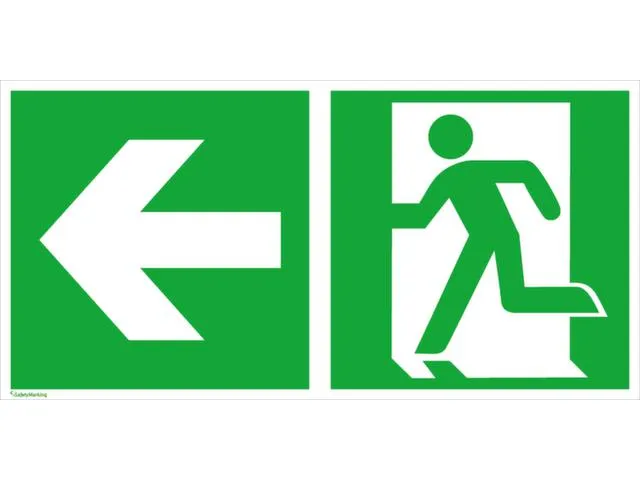 Panneau Sortie de secours Issue de secours à gauche flèche gauche