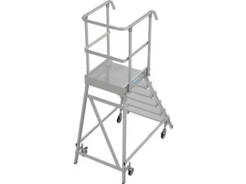 bordestrap,verrijdbaar,bordes H 1,45m,6treden,aluminium,4zwenkwielen