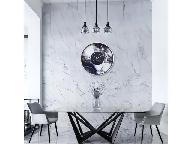 Wandklok NeXtime Marble Duo 48cm zilver metaal