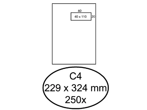 Envelop Hermes C4 229x324mm venster rechts 40x110mm zelfklevend