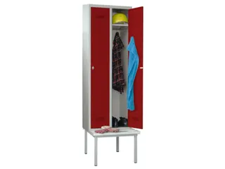 locker met bank,HxBxD 2150x800x500mm,2vak,RAL7035,front RAL3000 - 3