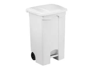 Contitop,mobiele afvalbak met pedaal 90L wit - 1