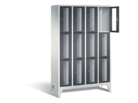 lockerkast 1850x1190x500mm 4x3 vakken Cilinderslot Poten, RAL7021