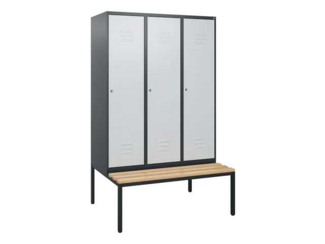 locker met bank,HxBxD 1950x1200x815mm,3vak,vak B 400mm,cil.-slot