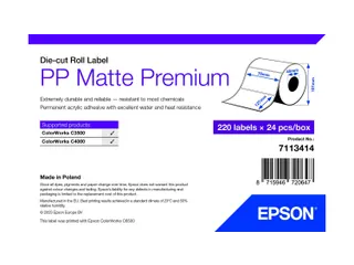 Epson 7113414, Wit, Zelfklevend printerlabel, Gestanste etiket, Rol, I - 1