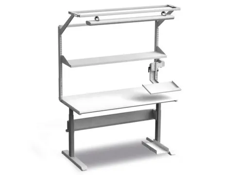 draagarm v. lamp,v. montagetafel,ESD,B 1500mm,staal,lichtgrijs