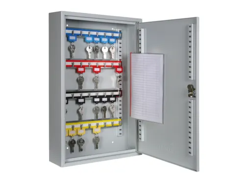 Sleutelkast 450X300X80Mm 32Haakjes 1Deur Ral7035 cilinderslot