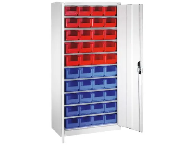 Stellingkast Staalplaat 1980x1000x420mm 9 Legborden 40 Magazijnbakken