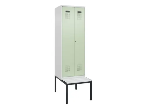 locker met bank,voor scheiding van kleding,HxBxD 2120x600x815mm,2vak