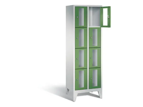Lockerkast 1850x610x500mm 2x4 vakken Cilinderslot Poten, RAL6011