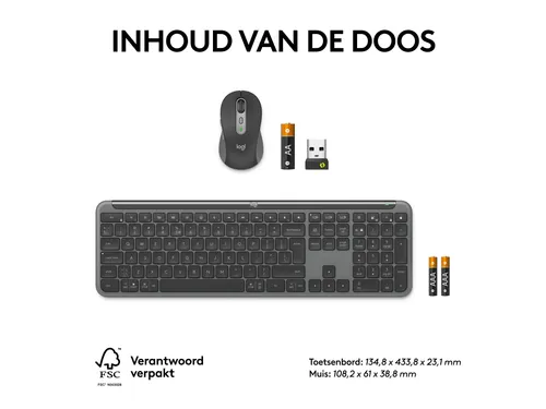 Logitech MK950 Toetsenbord Azerty FR Signature Slim en muis