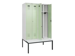 locker met bank,voor scheiding van kleding,HxBxD 2120x1200x815mm,4vak - 1