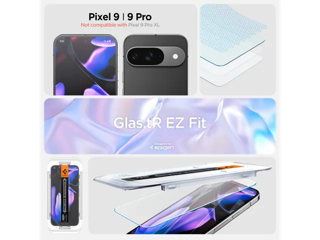 Spigen AGL08442 Schermbescherming Google Pixel 9 (Pro) Glas.tR EZ Fit