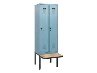 locker met bank,HxBxD 1950x600x815mm,2vak,vak B 300mm,draaigrendel - 2