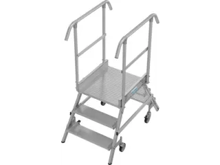 bordestrap,verrijdbaar,bordes H 0,75m,2x3treden,aluminium,4zwenkwielen - 3