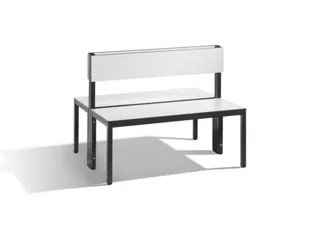 omkleedbank,HxLxD 796x1000x760mm,HPL wit,frame staal RAL7021,leuning - 1