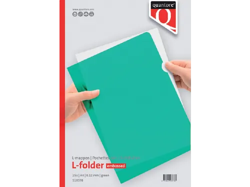 Insteekmap L-model Quantore A4 PP 0.12mm groen 25 stuks
