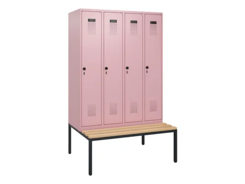 locker met bank,HxBxD 1950x1200x815mm,4vak,vak B 300mm,draaigrendel