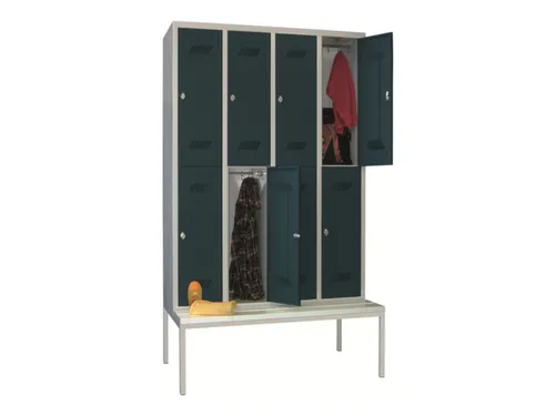 banklocker,dubbeldeks,HxBxD 2150x1200x800mm,RAL7035,front RAL7016