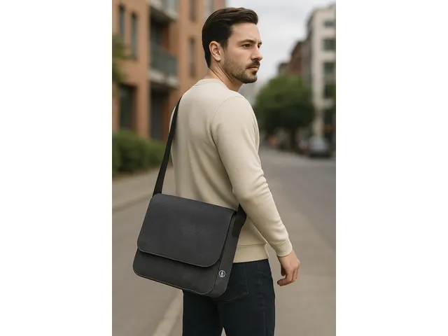 Laptoptas Messenger RPET donker grijs 36x27x8cm