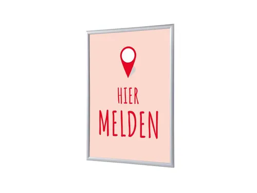 Kliklijst A1 complete set met print "Hier melden" Rood