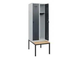 locker met bank,HxBxD 1950x600x815mm,2vak,vak B 300mm,draaigrendel
