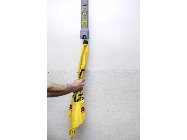 Waarschuwingskegel Rubbermaid driezijdig meertalig pop-up 76cm geel