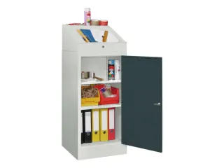 Lessenaarkast 1095/1270x 500x 500mm 2legborden Ral7035 Front Ral7016 - 2