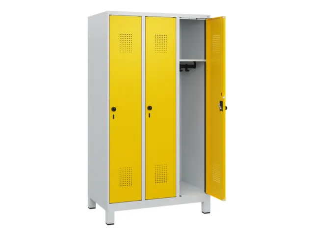 schoollocker,HxBxD 1630x900x500mm,3vak,vak B 300mm,draaigrendel,voeten