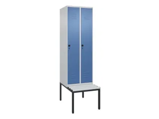 locker met bank,HxBxD 2120x600x815mm,2vak,vak B 300mm,draaigrendel - 1