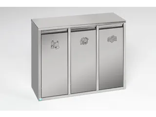 Afvalverzamelstation 3x7L 470x580x270mm kunststof binnenbak RVS romp - 1
