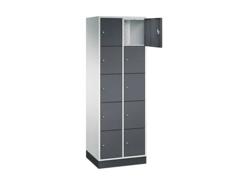 lockerkast,RAL 7035/RAL 7021,HxBxD 1950x620x500mm,2x5vakken,cil.-slot