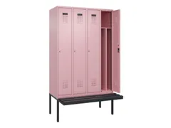 locker met bank,voor scheiding van kleding,HxBxD 2120x1200x815mm,4vak