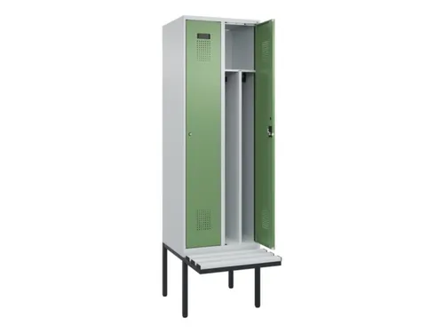 locker met bank,voor scheiding van kleding,HxBxD 2120x600x815mm,2vak