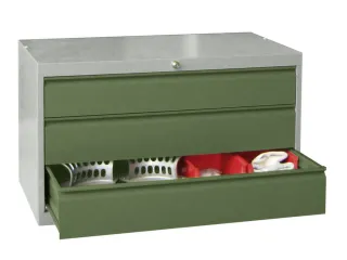 ladekast HxBxD 600x1023x600mm 3laden slot RAL7035 front RAL6011 - 2